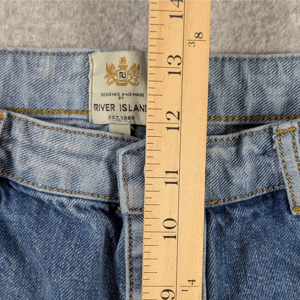River Island Denim Shorts UK 16 (US 12) Button Fly Colorblock Y2K Festival - Picture 9 of 11